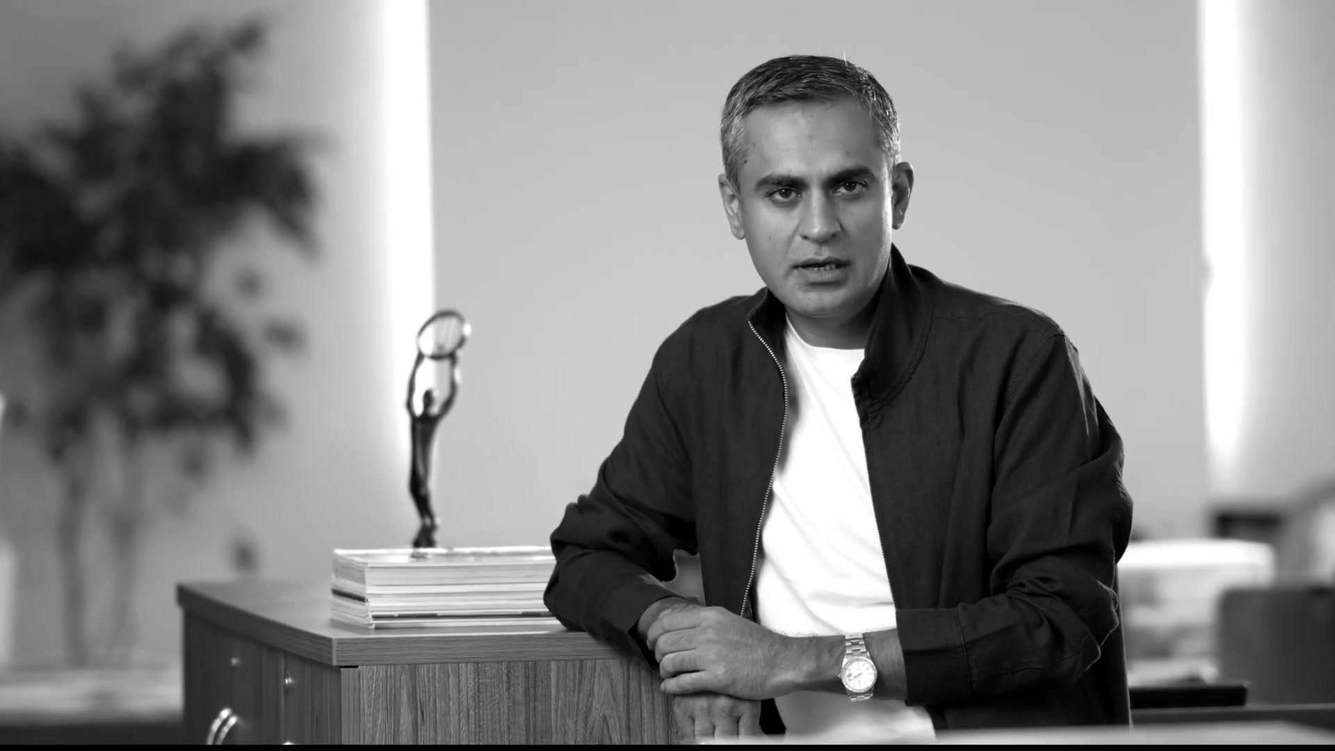 Executive at his desk, interview